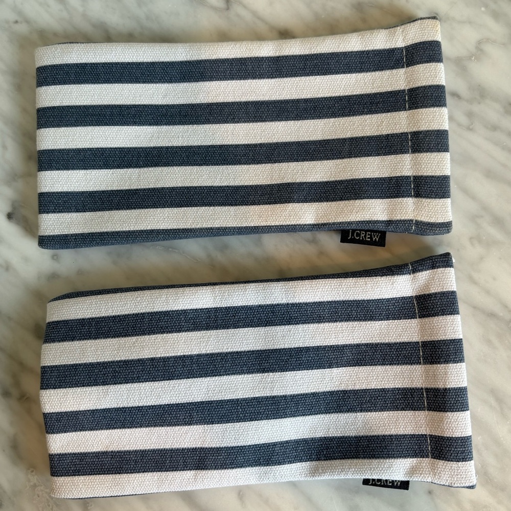 Set of 2 J. Crew Sunglasses Cases in Nautical Navy and White Stripes (NWOT)